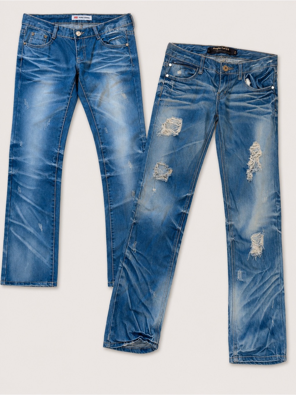 2-Pair Women’s Distressed Embellished Jeans Size 28 Maple Color Xunj Y2K